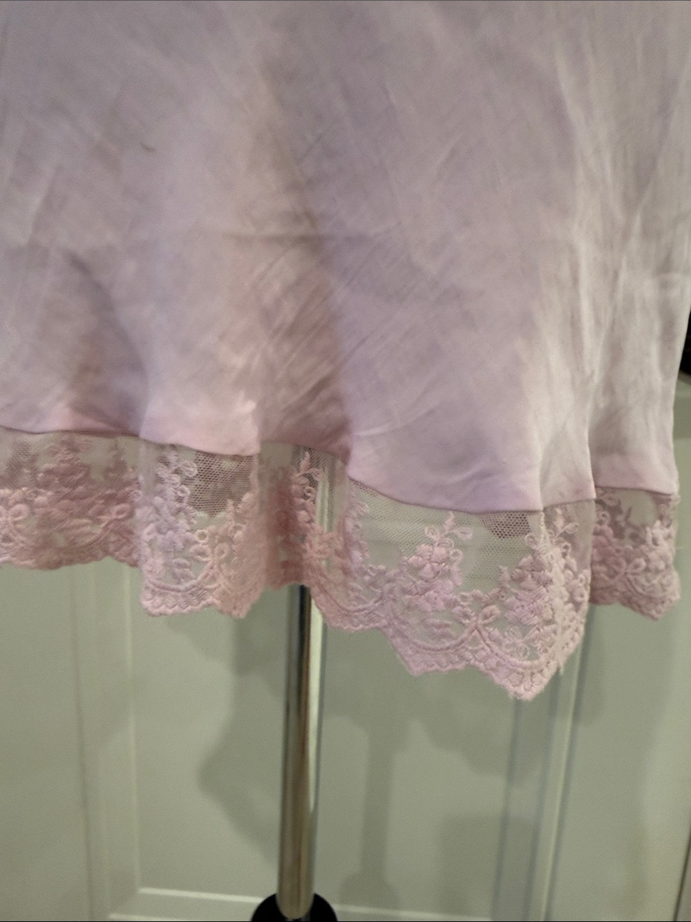Urban Outfitters Light Pink Lace-Trim Mini Slip Skirt - Picture 3 of 5